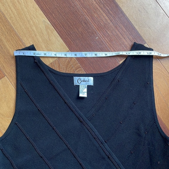 Carducci Black Knit Sleeveless Top with Beaded Detail, size Large - Picture 5 of 9